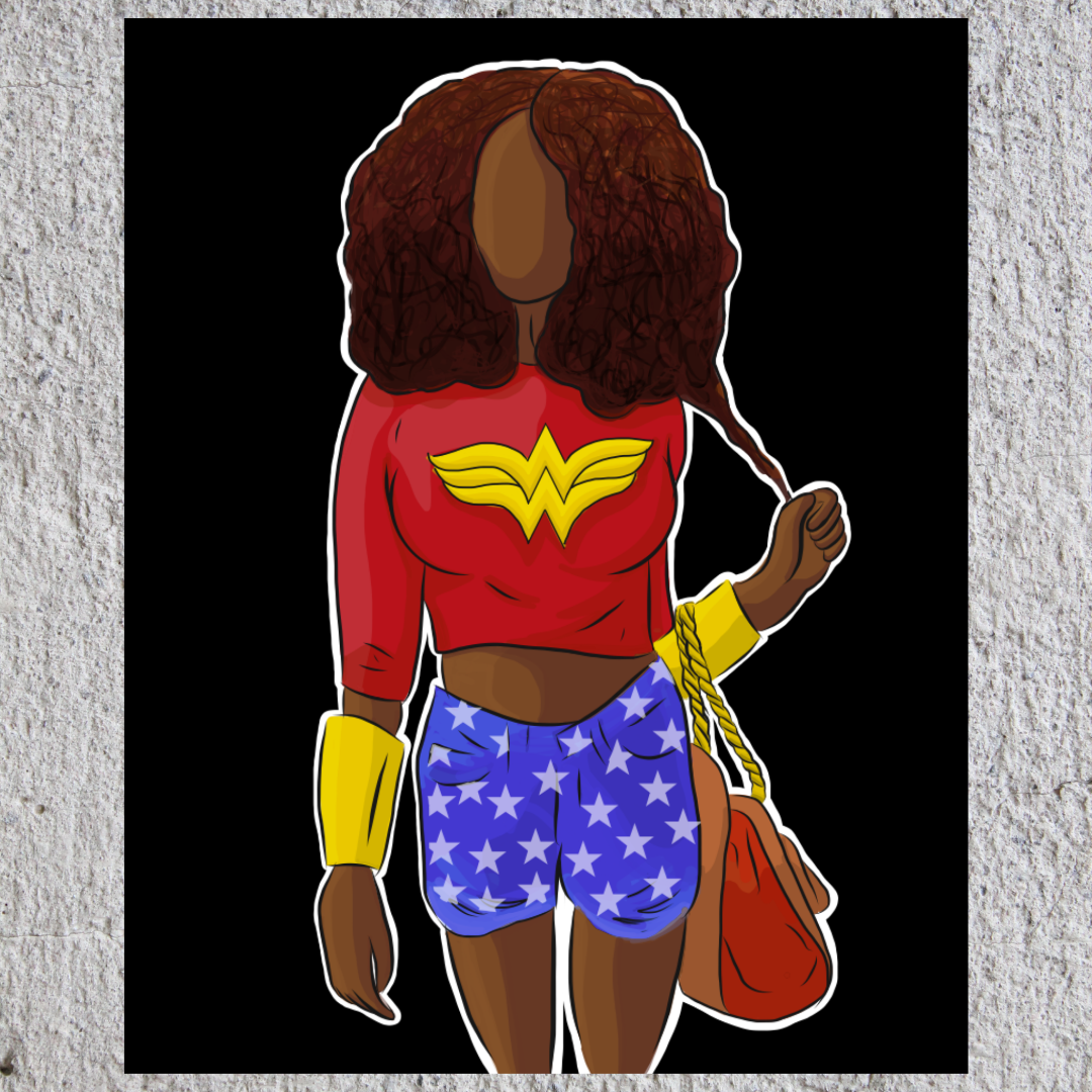 Black Wonder Woman painting by pgtheartist_